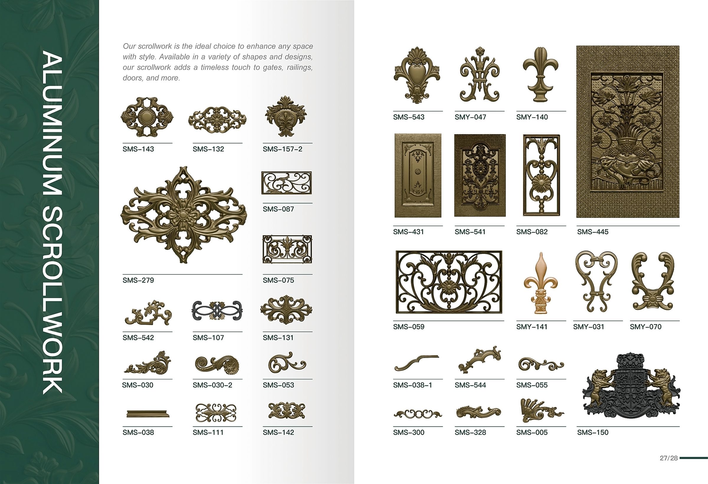Aluminium scrollwork pattern catalogue page