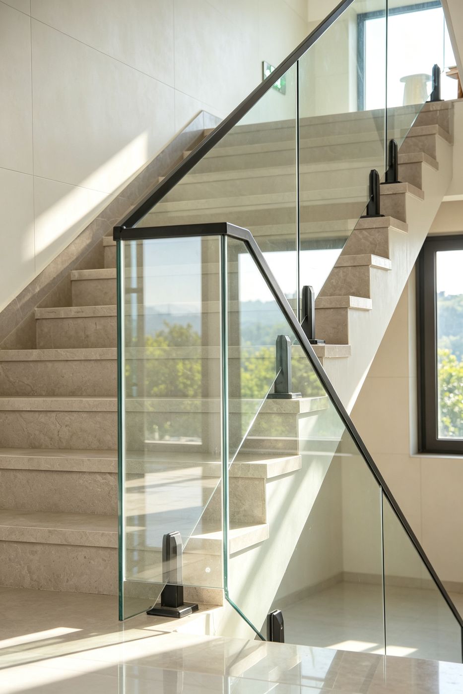 Tempered glass staircase balustrade